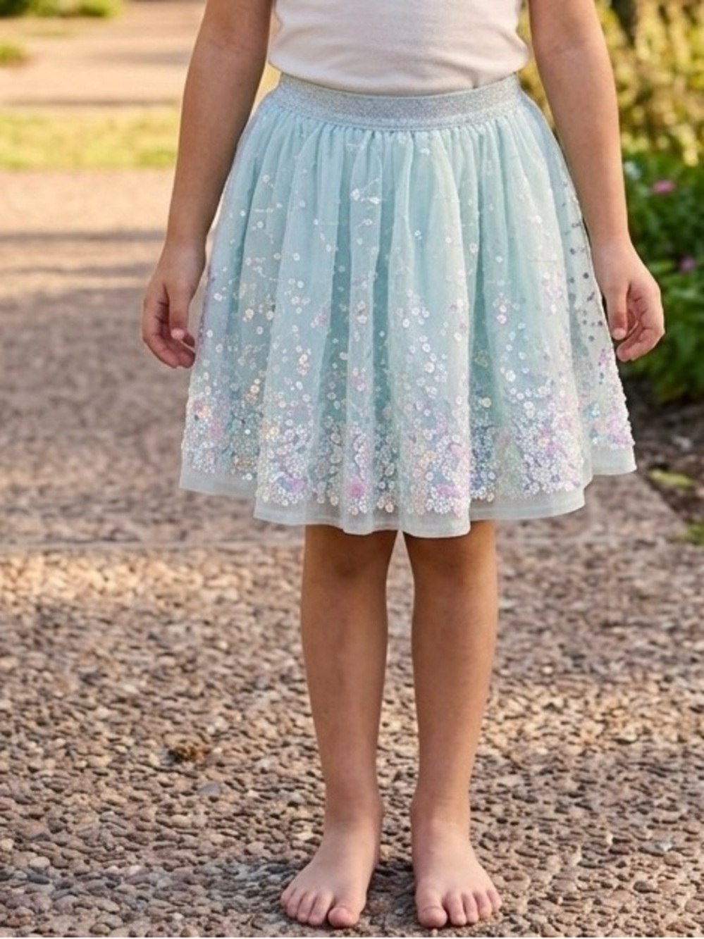 Place Light Blue Sequin Skater Skirt